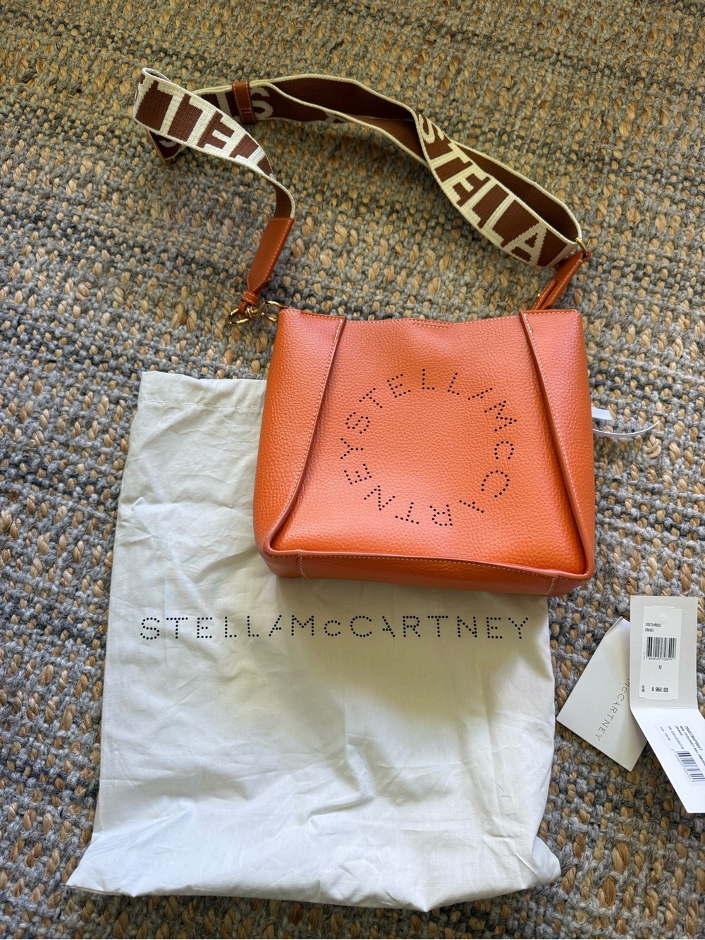Stella McCartney Burnt Orange Perforated Logo Crossbody